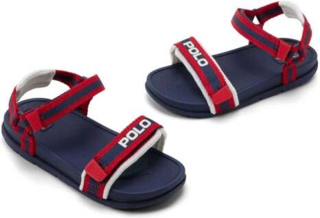 Ralph Lauren Kids Gestreepte sandalen met logoprint Blauw