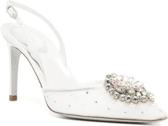 René Caovilla Slingback pumps met kristallen Zilver