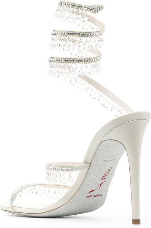 René Caovilla Chandelier sandalen verfraaid met kristallen Beige