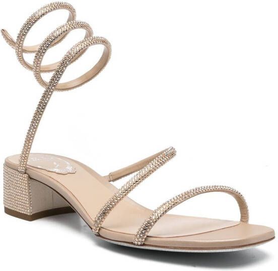 René Caovilla Sandalen verfraaid met kristal Beige