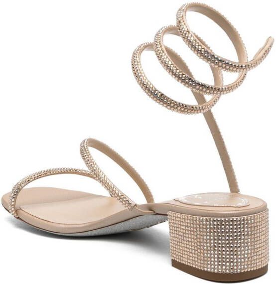 René Caovilla Sandalen verfraaid met kristal Beige