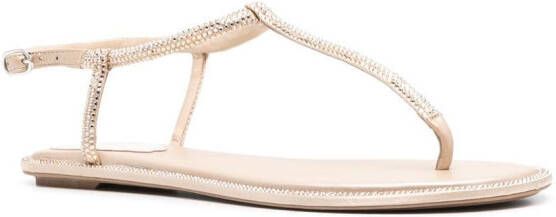 René Caovilla Diana sandalen verfraaid met kristallen Beige