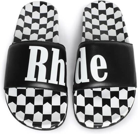 RHUDE Slippers met logoprint Zwart