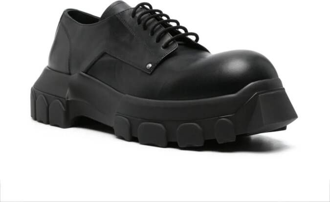 Rick Owens Bozo Tractor leren derby schoenen Zwart