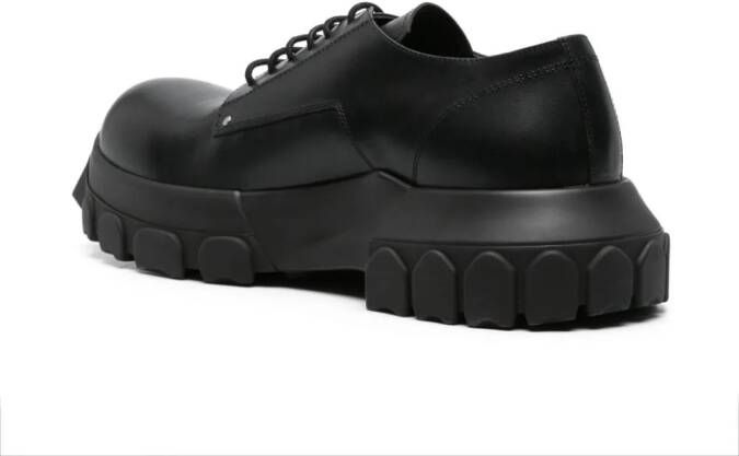 Rick Owens Bozo Tractor leren derby schoenen Zwart