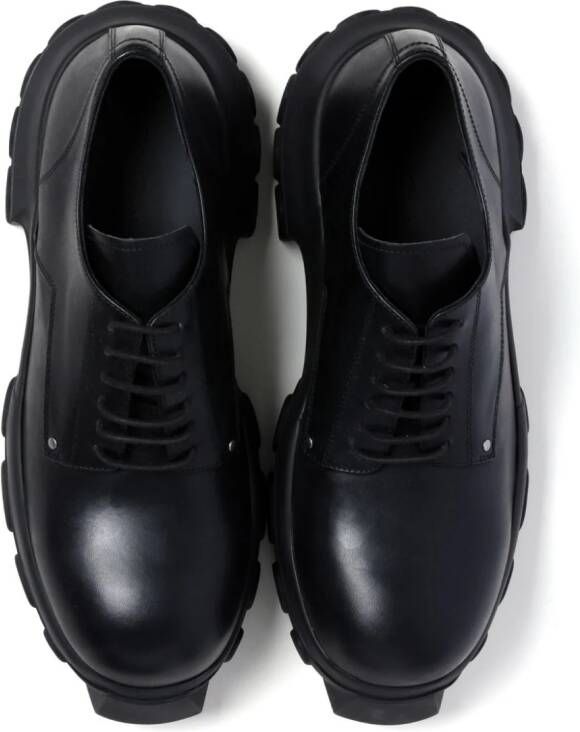 Rick Owens Bozo Tractor leren derby schoenen Zwart