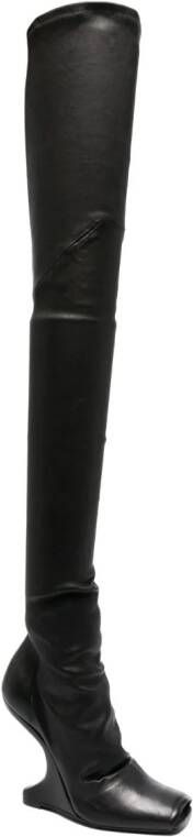 Rick Owens Cantilever 12mm above-knee boots Zwart