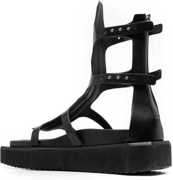 Rick Owens Turbo Cyclops Spartan sandalen Zwart