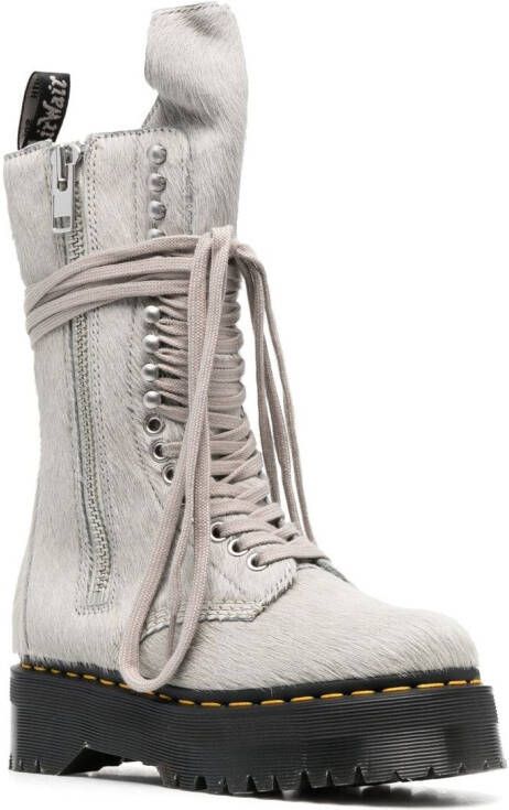 Rick Owens x leren laarzen Beige