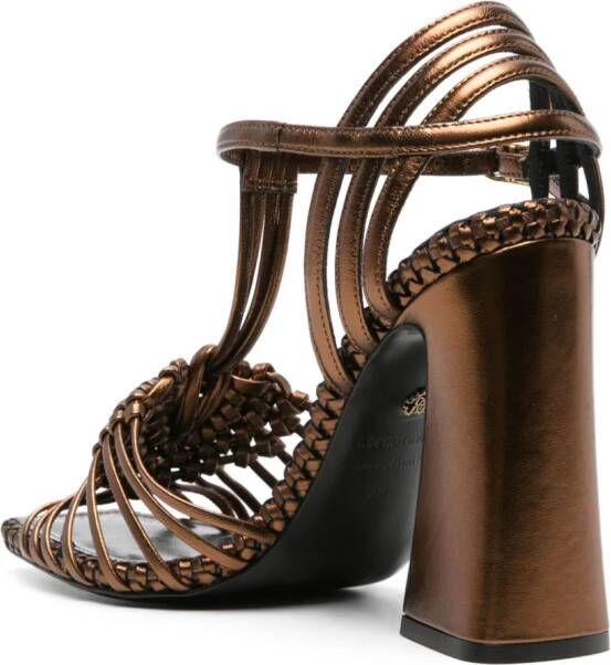 Roberto Cavalli Leren sandalen met geweven bandjes Goud