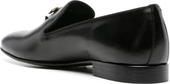 Roberto Cavalli Leren loafers met RC plakkaat Zwart