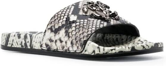 Roberto Cavalli Slippers met slangenleer-effect Grijs