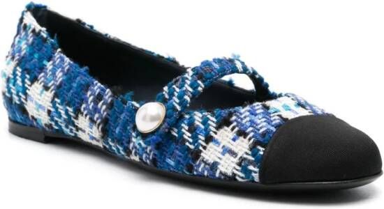 Roberto Festa Divy tweed ballerina's Blauw