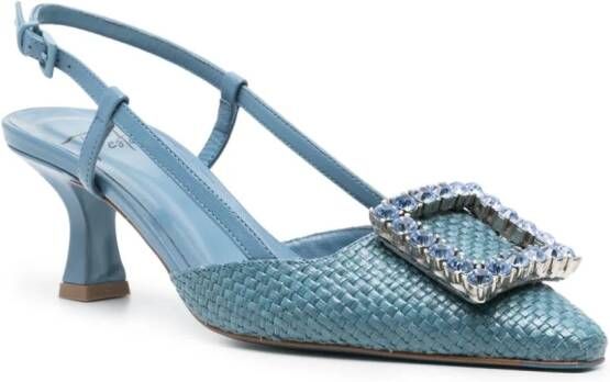 Roberto Festa Stefy 50mm geweven raffia pumps Blauw