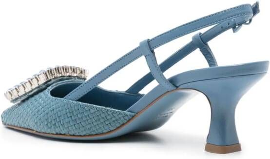 Roberto Festa Stefy 50mm geweven raffia pumps Blauw