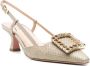 Roberto Festa Stefy 50mm geweven raffia pumps Bruin - Thumbnail 2