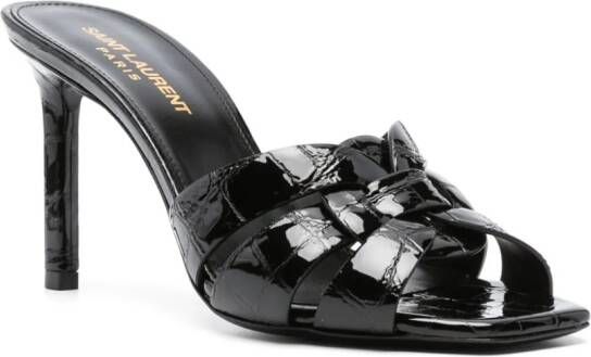 Saint Laurent Lakleren sandalen Zwart