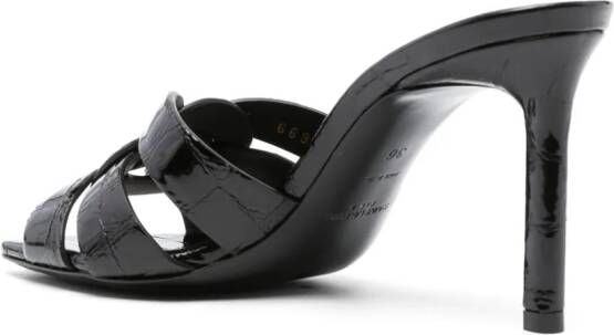 Saint Laurent Lakleren sandalen Zwart