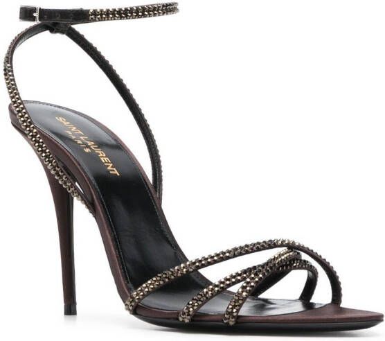 Saint Laurent Ava 105 verfraaide sandalen Bruin