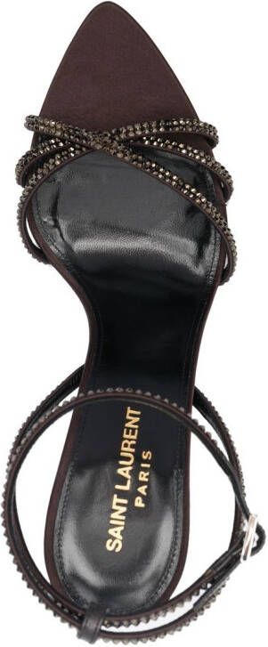 Saint Laurent Ava 105 verfraaide sandalen Bruin