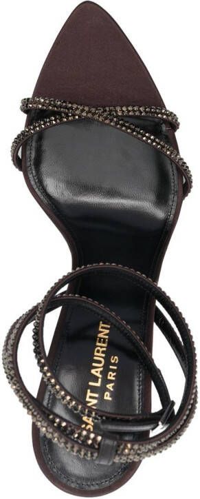 Saint Laurent Ava 105 verfraaide sandalen Bruin