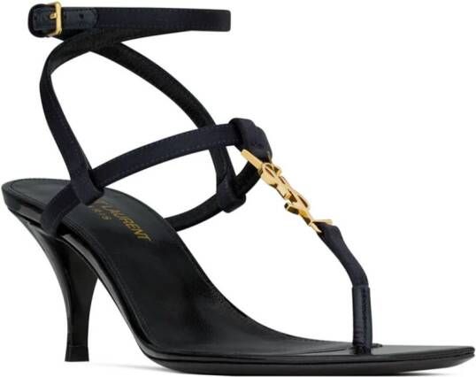 Saint Laurent Cassandra leren sandalen Blauw