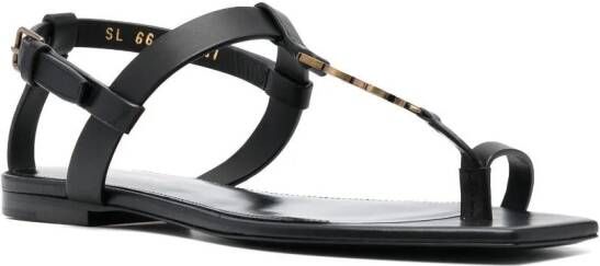 Saint Laurent Cassandra leren sandalen Zwart