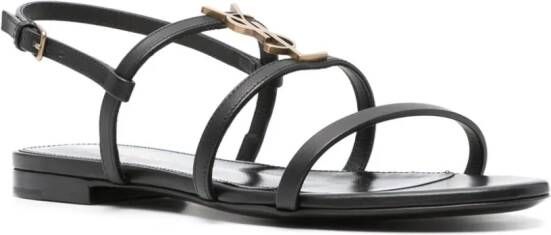 Saint Laurent Cassandra sandalen met logoplakkaat Zwart