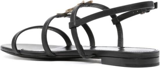 Saint Laurent Cassandra sandalen met logoplakkaat Zwart