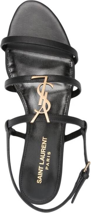 Saint Laurent Cassandra sandalen met logoplakkaat Zwart