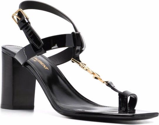 Saint Laurent Cassandra sandalen met logo Zwart