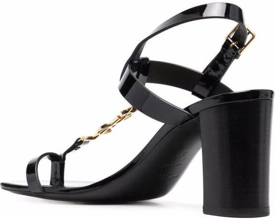 Saint Laurent Cassandra sandalen met logo Zwart