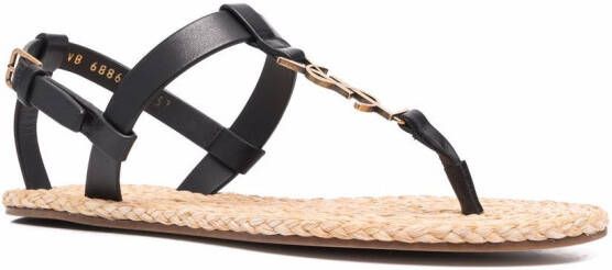 Saint Laurent Cassandra sandalen met monogram Zwart