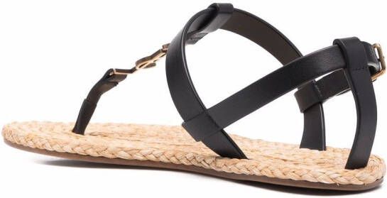 Saint Laurent Cassandra sandalen met monogram Zwart