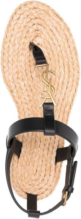 Saint Laurent Cassandra sandalen met monogram Zwart