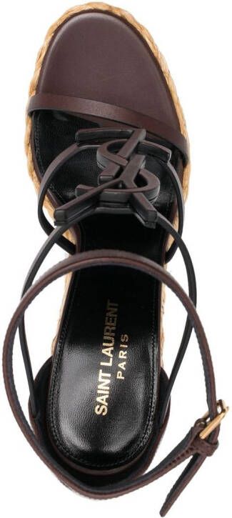 Saint Laurent Cassandra sandalen met sleehak Bruin