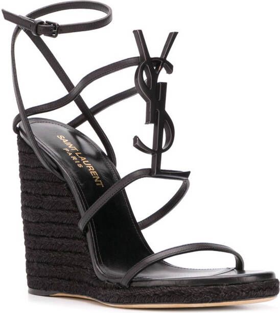 Saint Laurent Cassandra 115mm sandalen met sleehak Zwart