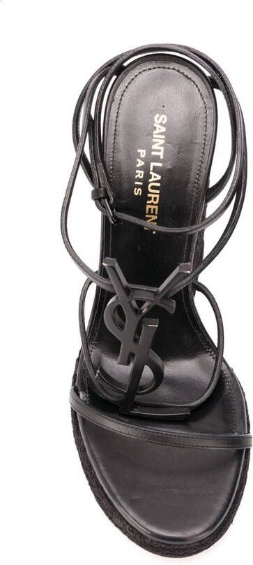 Saint Laurent Cassandra 115mm sandalen met sleehak Zwart