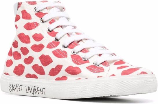 Saint Laurent Classic Court high-top sneakers Beige