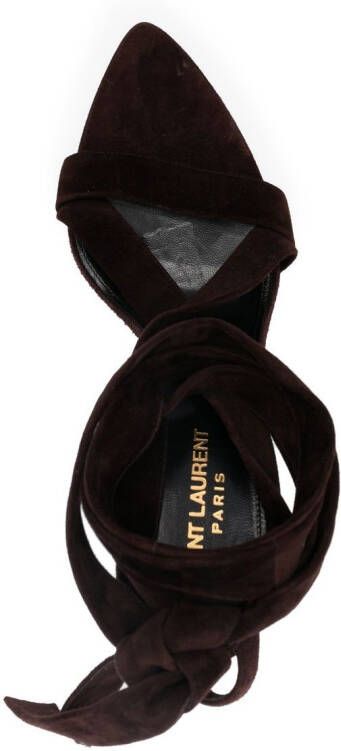 Saint Laurent Deva leren sandalen Bruin