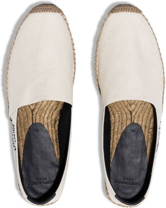 Saint Laurent Espadrilles met geborduurd logo Beige