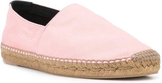 Saint Laurent Espadrilles met geborduurd logo Roze