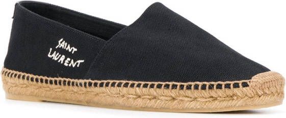 Saint Laurent Espadrilles met geborduurd logo Zwart