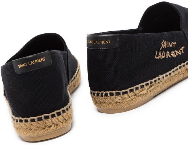 Saint Laurent Espadrilles met geborduurd logo Zwart