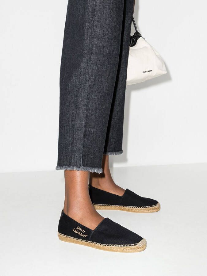 Saint Laurent Espadrilles met geborduurd logo Zwart