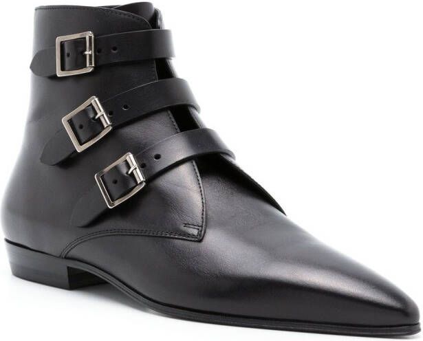 Saint Laurent Goth leren laarzen Zwart