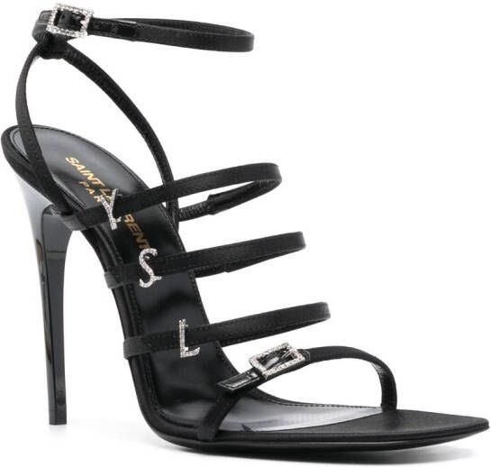 Saint Laurent Jerry sandalen van satijn en zijde Zwart