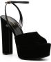 Saint Laurent Jodie 95mm fluwelen sandalen Zwart - Thumbnail 2