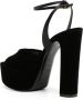 Saint Laurent Jodie 95mm fluwelen sandalen Zwart - Thumbnail 3