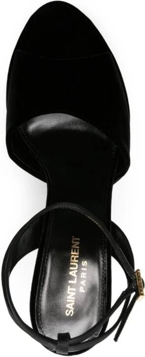 Saint Laurent Jodie 95mm fluwelen sandalen Zwart